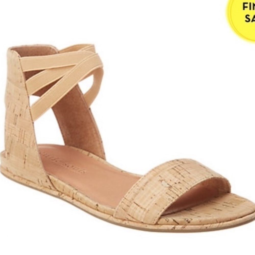 GENTLE Souls Cork Sandals flat ankle strap Lark May tan 10 hippie nature gipsy